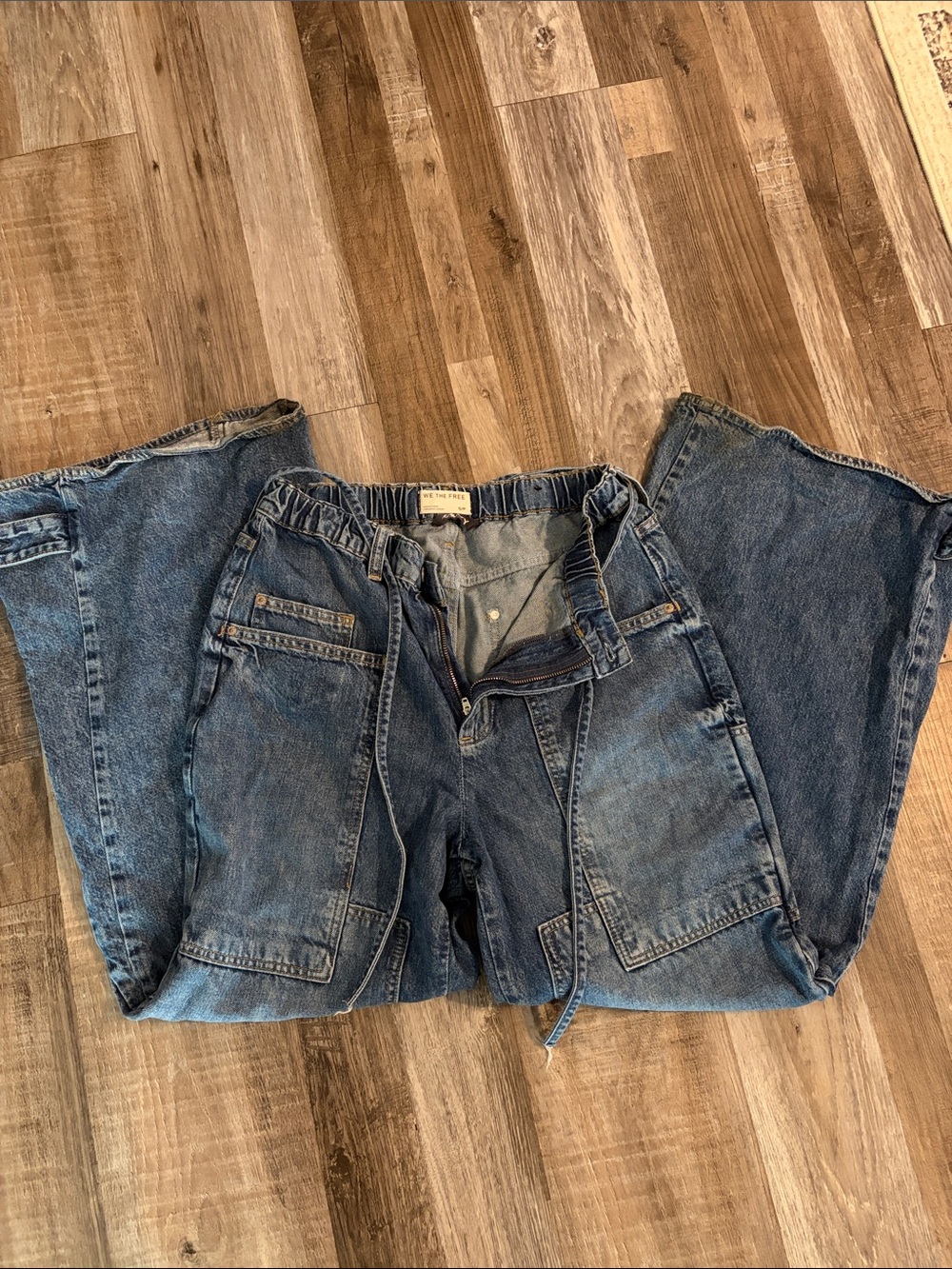 Free People Men's Relaxed Denim Drawstring Jeans - Medium Blue